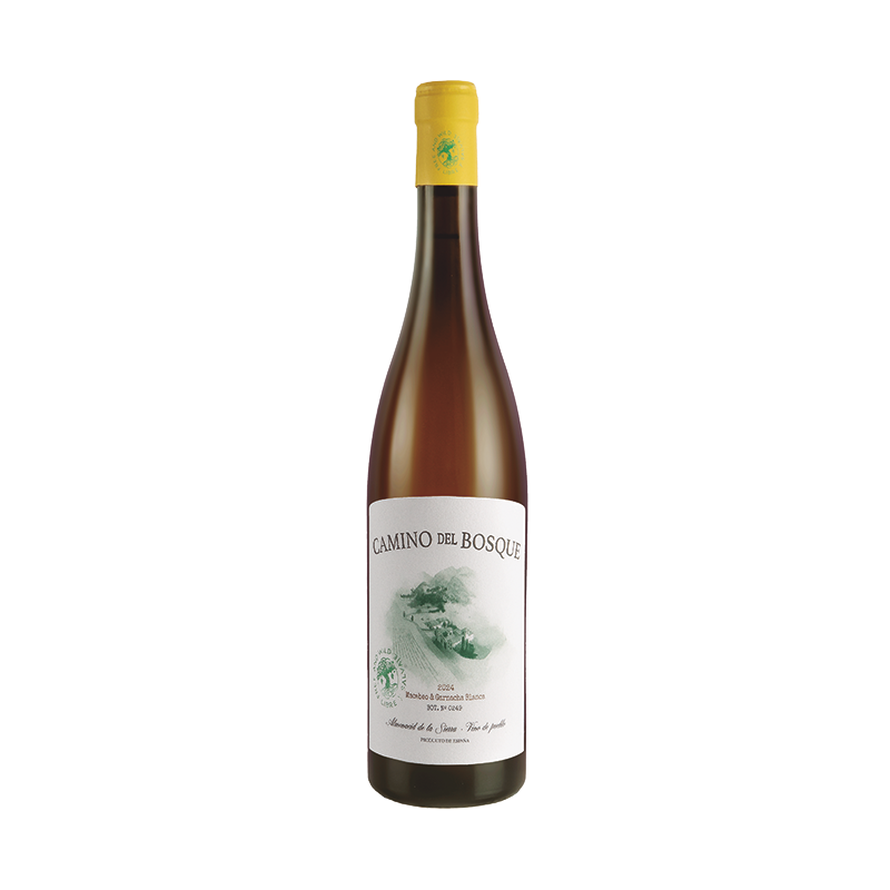 Botella de vino Camino del Bosque blanco contapón amarillo