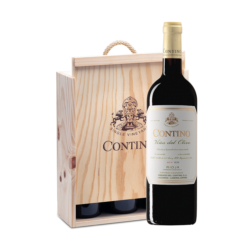 Contino Viña del Olivo - Caja madera con 3 botellas 75cl