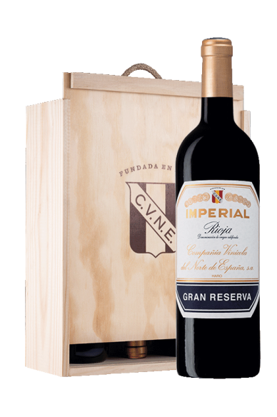 Caja madera con 3 botellas Imperial Gran Reserva