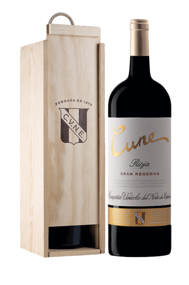 Botella Cune gran Reserva 1.5l en caja de madera